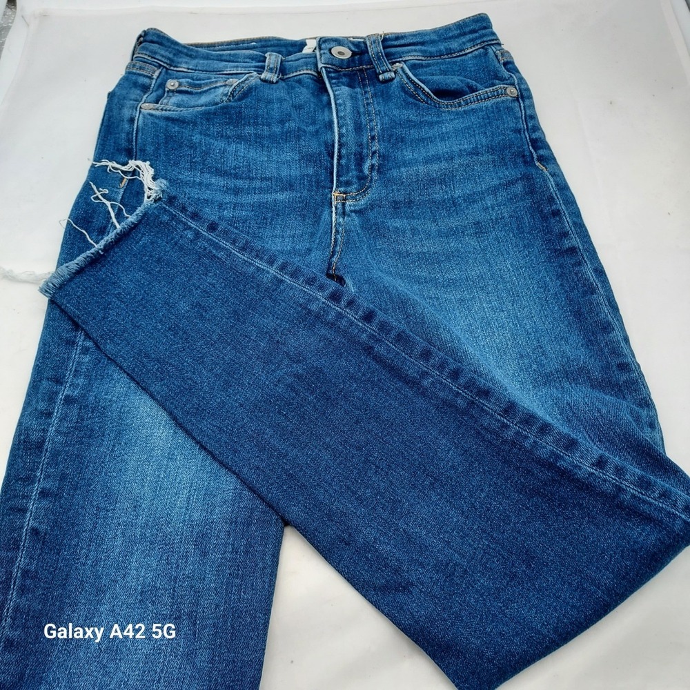 Rag & Bone Nina High-Rise Ankle Skinny Jeans Jasper Blue Raw Hem 24 WDD21F2639